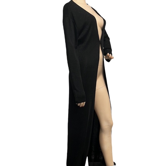 Dana Buchman Jackets & Blazers - Black and silver metallic ribbed duster cardigan
